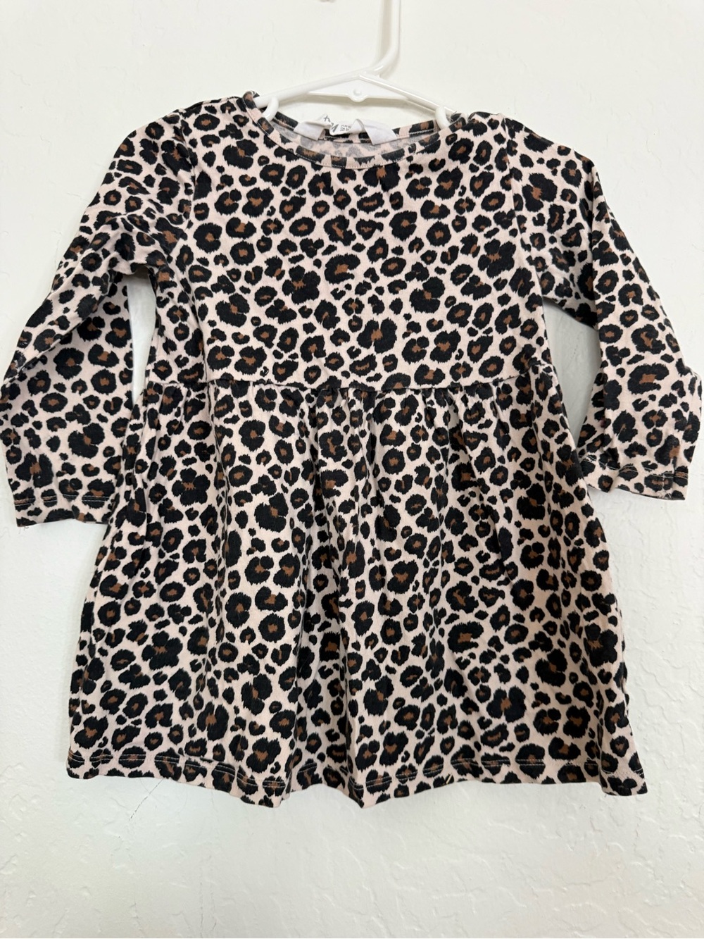 H&M Girls Leopard Print Long Sleeve Dress - Pink and Brown